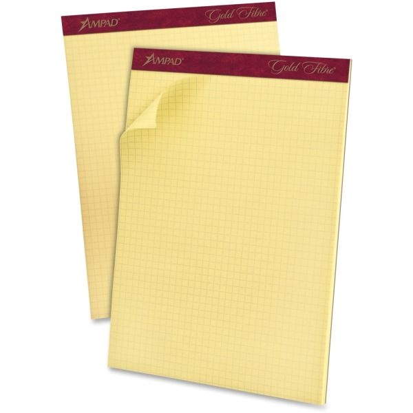 Ampad Mediumweight Quadrille Pad, 8 1/2" X 11", Quadrille Ruled, 50 Sheets, Canary Yellow