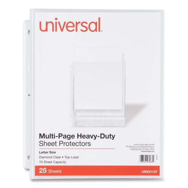 Universal Top-Load Poly Sheet Protectors, Heavy Gauge, Letter Size, Clear, 25/Pack
