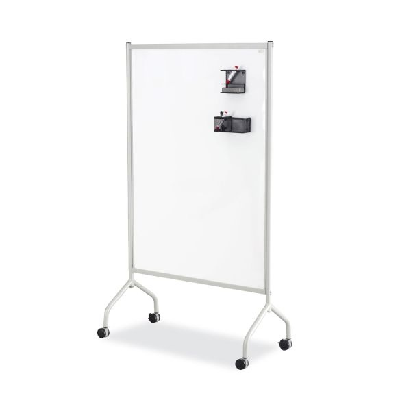 Safco Rumba Full Panel Whiteboard Collaboration Screen, 36W X 16D X 54H, White/Gray