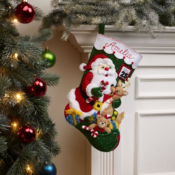 Bucilla Felt Stocking Applique Kit 18" Long