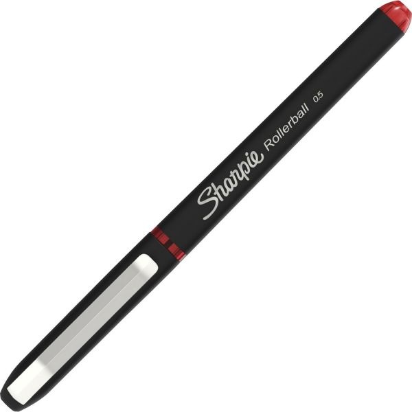 Sharpie Roller Professional Design Roller Ball Pen, Stick, Medium 0.7 Mm, Red Ink, Black/Red Barrel, Dozen