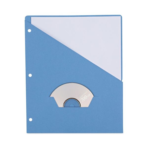 Universal Slash-Cut Pockets For Three-Ring Binders, Jacket, Letter, 11 Pt., Blue, 10/Pack