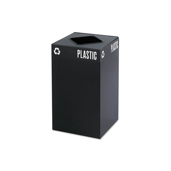 Safco Public Square Plastic-Recycling Container, Square, Steel, 25Gal, Black