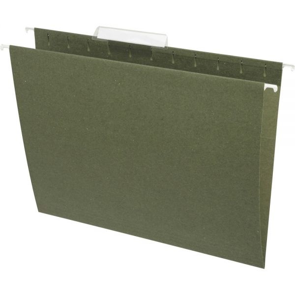 Business Source Standard Hanging File Folders, Letter Size, 1/3 Tab Cut, Standard Green, Box Of 25 Folders