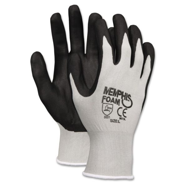 Mcr Safety Memphis Economy Foam Nitrile Gloves, Large, Black/Gray, Pack Of 12