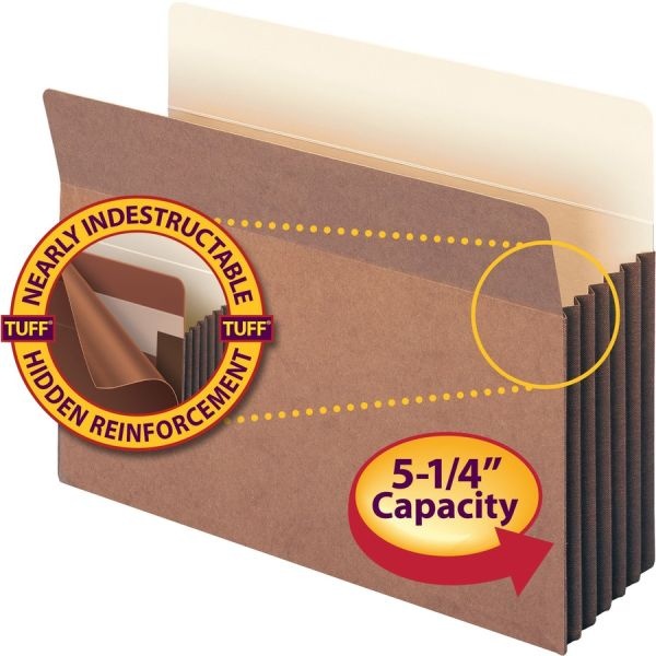 Smead Tuff Pocket File Pockets, 5 1/4" Expansion, 9 1/2" X 11 3/4", 30% Recycled, Dark Brown, Pack Of 10