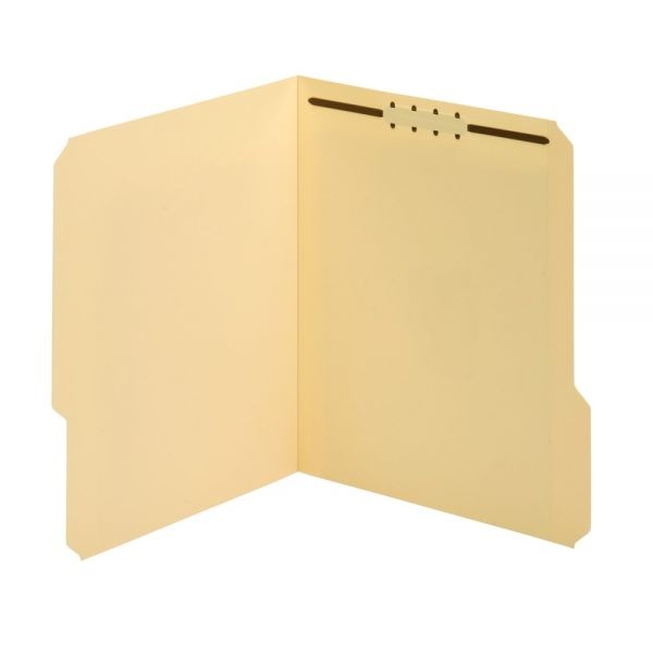 Manila Fastener Folders, 1 Fastener, 1/3 Tab Cut Assorted, Letter Size, Box Of 50 Folders