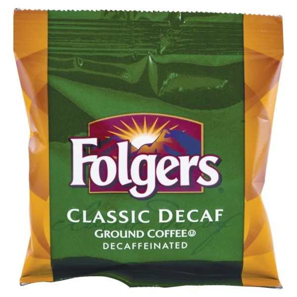 Folgers Ground Coffee, Fraction Pack, Classic Roast Decaf, Medium Roast, Pack Makes 6 Cups, 42 Packs/Carton