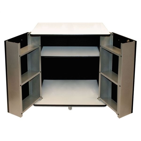 Vertiflex Refreshment Stand, Two-Shelf, 29.5W X 21D X 33H, Black/White
