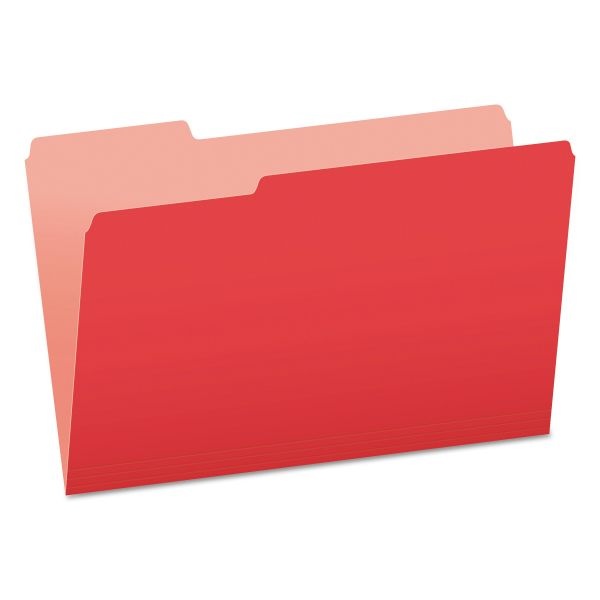 Pendaflex Colored File Folders, 1/3-Cut Tabs: Assorted, Legal Size, Red/Light Red, 100/Box
