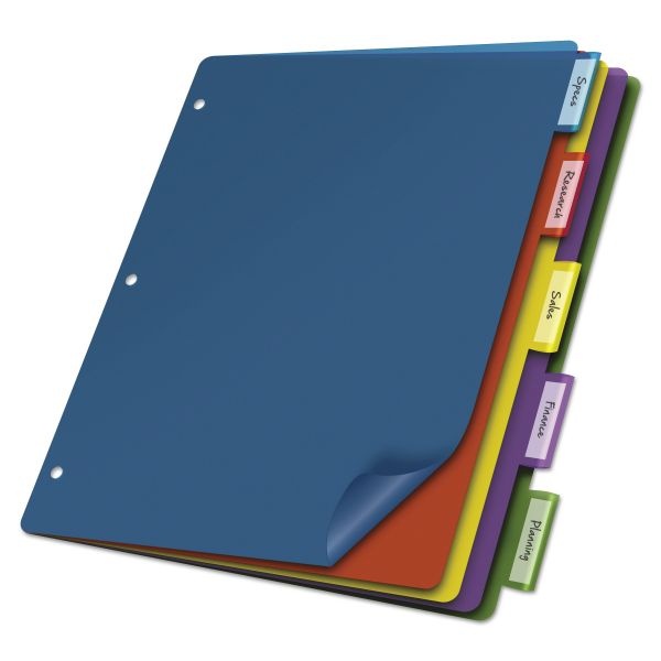 Cardinal Poly Index Dividers, 5-Tab, Multi-Color Tab, Letter, 4 Sets