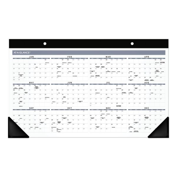 At-A-Glance Contemporary Monthly Desk Pad, 18 X 11, White Sheets, Black Binding/Corners,12-Month (Jan To Dec): 2024