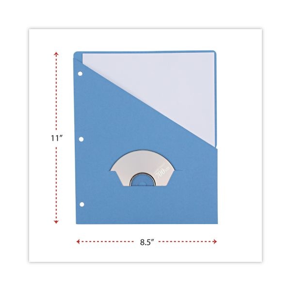 Universal Slash-Cut Pockets For Three-Ring Binders, Jacket, Letter, 11 Pt., Blue, 10/Pack