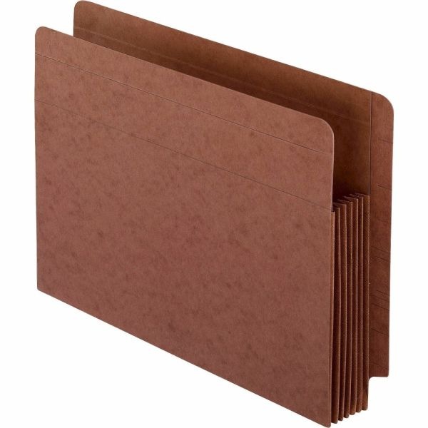 Pendaflex Fiber Stock Heavy-Duty Expanding Pocket Folders, 5 1/4" Expansion, Letter Size, 30% Recycled, Red, Box Of 10 Folders
