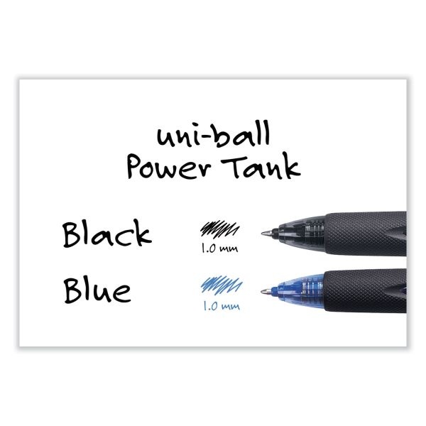 Uniball Power Tank Rt Ballpoint Pen, Retractable, Bold 1 Mm, Black Ink, Smoke/Black Barrel, Dozen