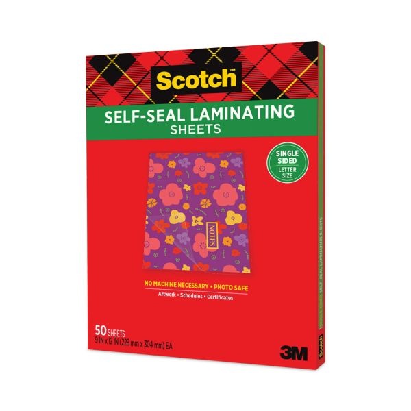 Scotch Self-Sealing Laminating Sheets, 6 Mil, 9.06 X 11.63, Gloss Clear, 50/Pack