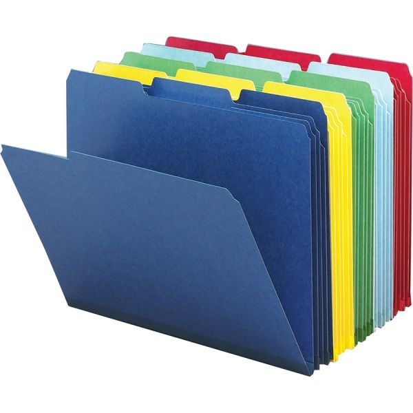 Smead Expanding Recycled Heavy Pressboard Folders, 1/3-Cut Tabs: Assorted, Letter Size, 1" Expansion, Green, 25/Box