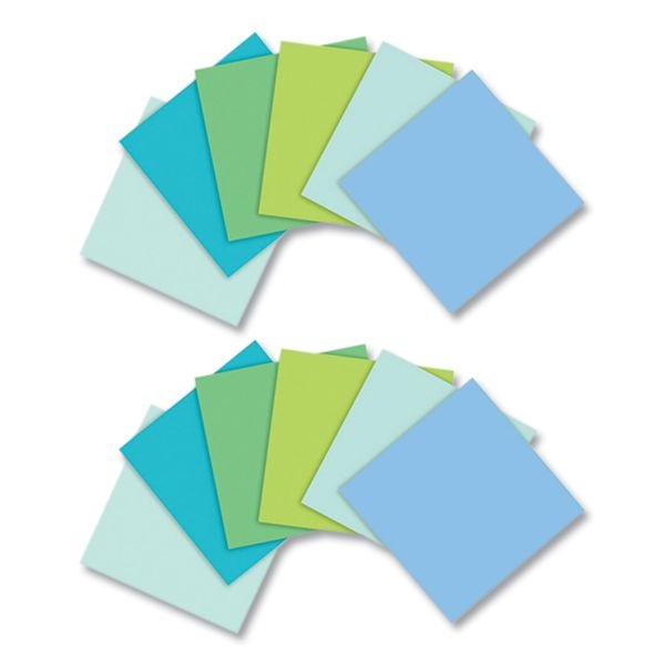 Post-It Notes Super Sticky 100% Recycled Paper Super Sticky Notes, Unruled, 3" X 3", Assorted Oasis Colors, 70 Sheets/Pad, 12 Pads/Pack