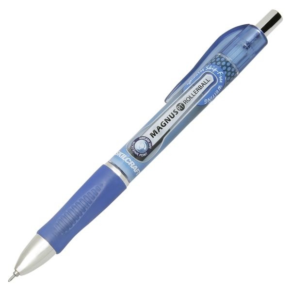Skilcraft Magnus Retractable Rollerball Pens, Needle Point, 0.5 Mm, Blue Barrel, Blue Ink, Pack Of 12