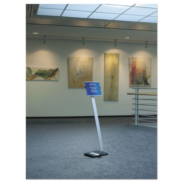 Durable Info Sign Duo Floor Stand, Letter-Size Inserts, 15 X 46.5, Clear