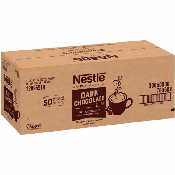 Nestlé Dark Chocolate Hot Cocoa, 0.71 Oz., Box Of 50 Packets