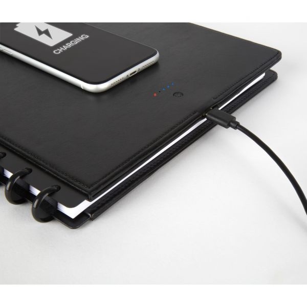 Tul Wireless/Wired Charging Discbound Notebook, Leather Cover, Letter Size, Black