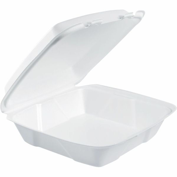 Dart Large Carryout Foam Trays, 1 Compartment, 9" X 9", White, Pack Of 100