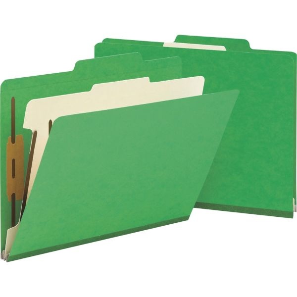Smead Top-Tab Color Classification Folders, Letter Size, 2" Expansion, 1 Divider, Green, Box Of 10