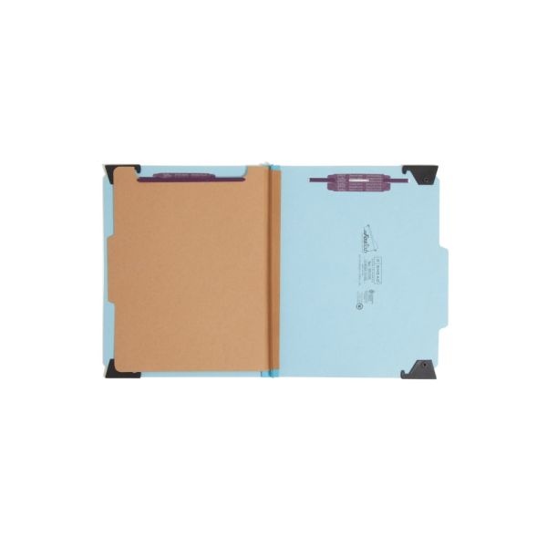 Smead Hanging Pressboard Classification Folder With Safeshield Coated Paper Fastener, 1 Divider, Letter Size, Blue