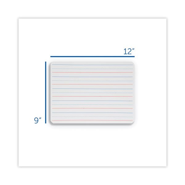 Flipside Two-Sided Red And Blue Ruled Dry Erase Board, 12 X 9, Ruled White Front/Unruled White Back, 12/Pack