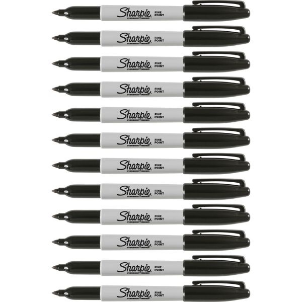 Sharpie Pen-Style Permanent Markers, Fine Point, Black, 12/Pack
