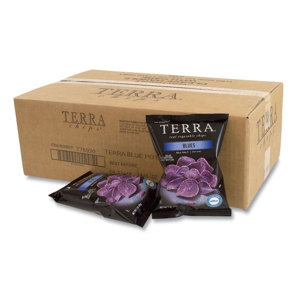 Terra Real Vegetable Chips Blue, Blues Sea Salt, 1 Oz Bag, 24 Bags/Box