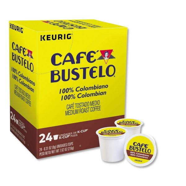 Café Bustelo 100 Percent Colombian K-Cups, Medium Roast, 24/Box