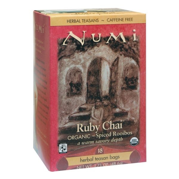 Numi Organic Ruby Chai Herbal Tea, Box Of 18