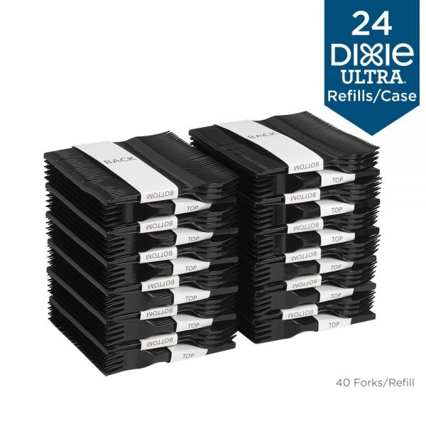 Dixie Heavy-Weight Polystyrene Disposable Plastic Forks Grab-N-Go By Gp Pro (Georgia-Pacific), Black, 10 Packs Per Case