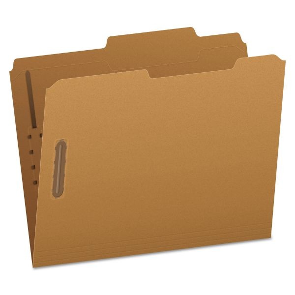 Pendaflex Kraft Fastener Folders, 2/5-Cut Tabs, 2 Fasteners, Letter Size, Kraft Exterior, 50/Box