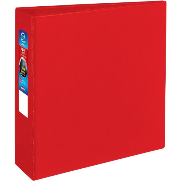 Avery Heavy-Duty 3-Ring Binder With Locking One-Touch Ezd Rings, 3" D-Rings, Red