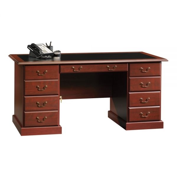 Sauder Heritage Hill 65"W Double-Pedestal Writing Desk, Classic Cherry