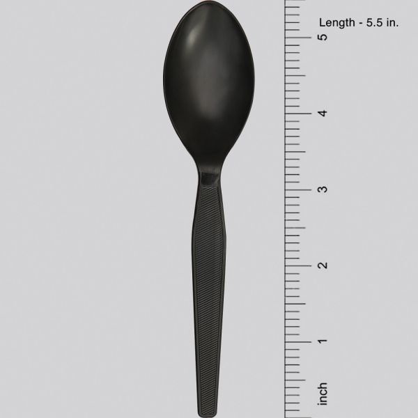 Genuine Joe Heavyweight Spoon - 1 Piece(S) - 1000/Carton - 1 X Spoon - Disposable - Textured - Black