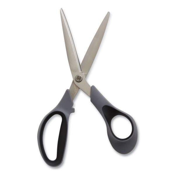 Tru Red Non-Stick Titanium-Coated Scissors, 8" Long, 3.86" Cut Length, Gun-Metal Gray Blades, Gray/Black Bent Handle