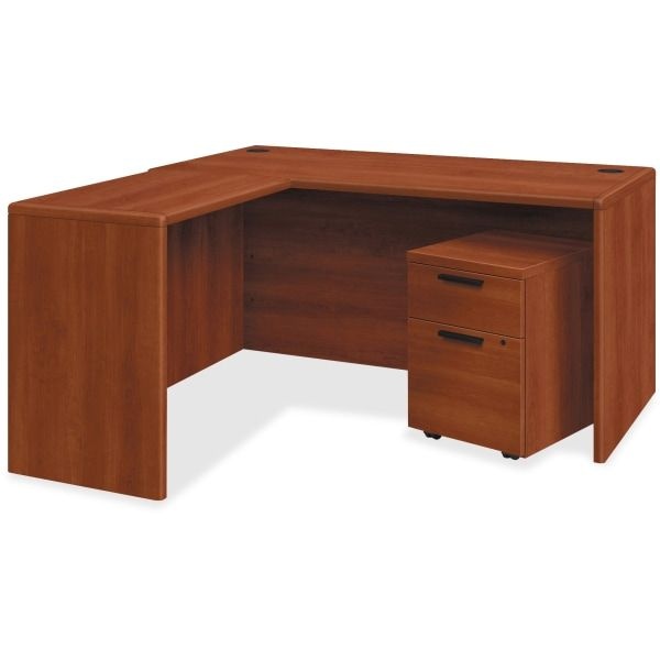 Hon 10700 Series Single Pedestal Desk With Three-Quarter Height Right Pedestal, 48" X 30" X 29.5", Cognac