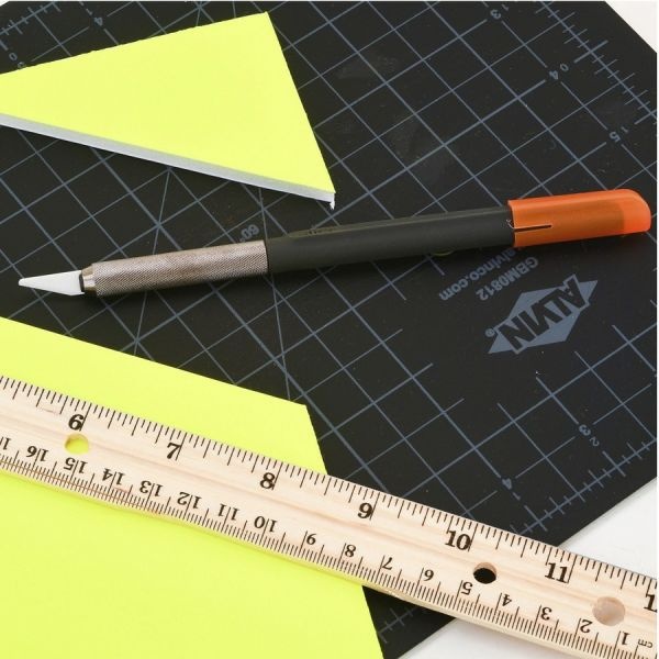 Slice Weighted Craft Knife - Ceramic Blade - Non-Sparking, Non-Conductive, Rust-Free Blade, Ambidextrous, Anti-Slip, Textured Grip - Zirconia, Polypropylene, Glass-Filled Nylon - Brass - 6.4" Length - 1 Each