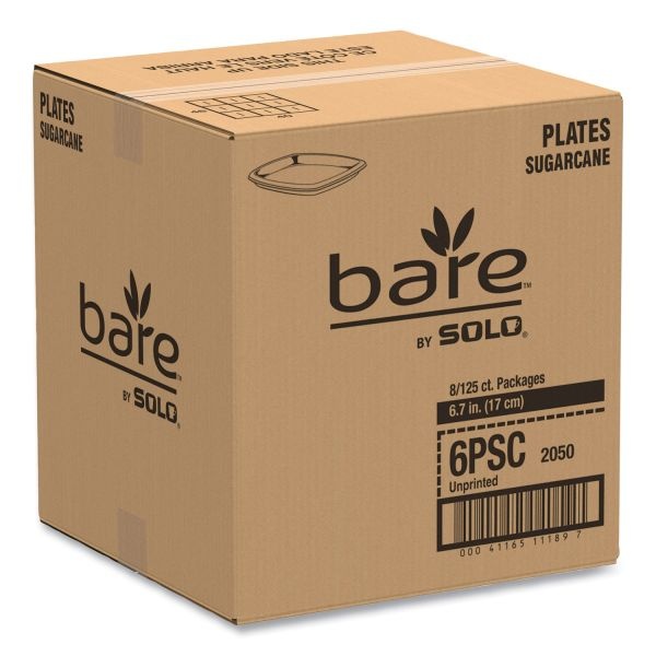 Solo Bare Sugar Cane Dinner Plates, 6 3/4", Pack Of 1,000