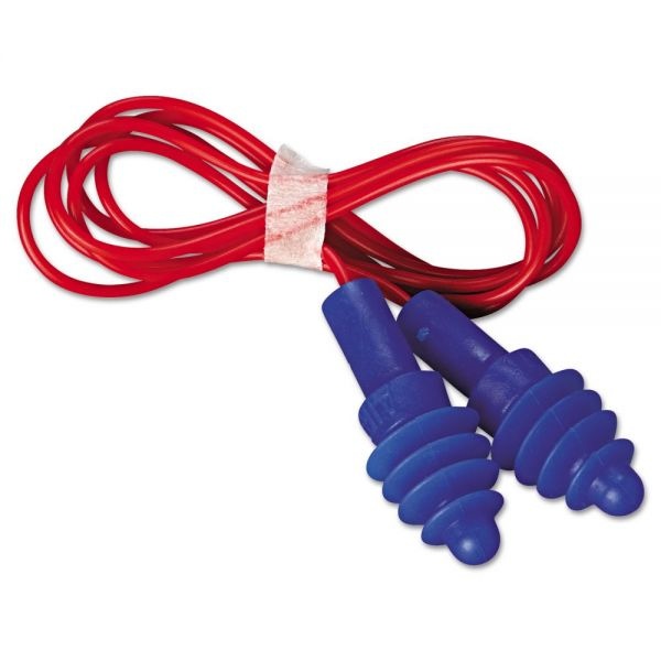 Howard Leight By Honeywell Dpas-30R Airsoft Multiple-Use Earplugs, 27Nrr, Red Polycord, Blue, 100 Pairs