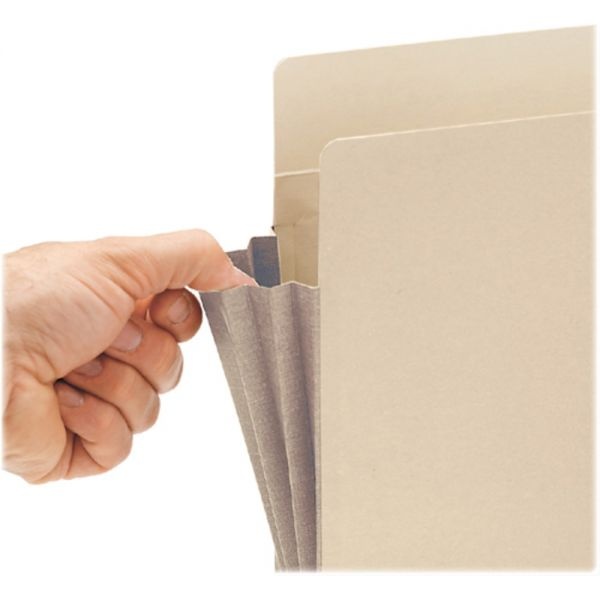 Smead Manila End Tab File Pockets With Tyvek-Lined Gussets, 5.25" Expansion, Legal Size, Manila, 10/Box