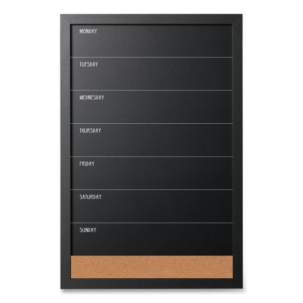 Mastervision Black/White Message Board Set: (1) Bulletin, (1) Bulletin/Chalk Planner, (1) Bulletin/Dry Erase, Assorted Sizes, Black Frames