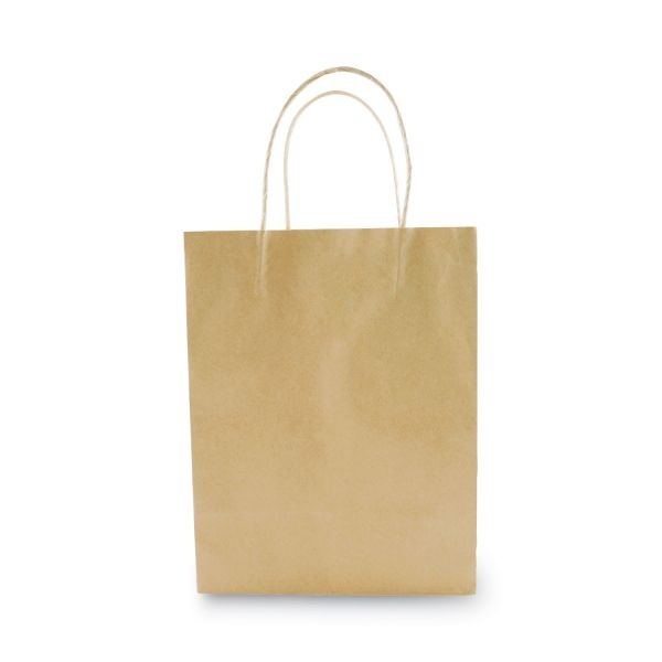 Cosco Premium Shopping Bag, 8" X 4" X 10.25", Brown Kraft, 50/Box