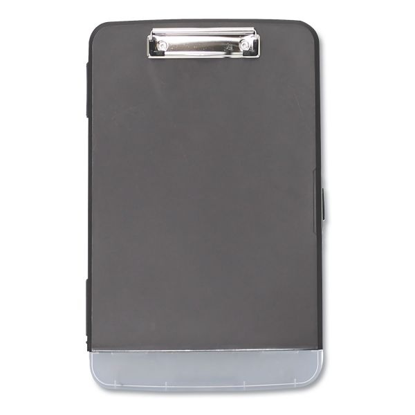 Universal Storage Clipboard With Pen Compartment, 0.5" Clip Capacity, Holds 8.5 X 11 Sheets, Black