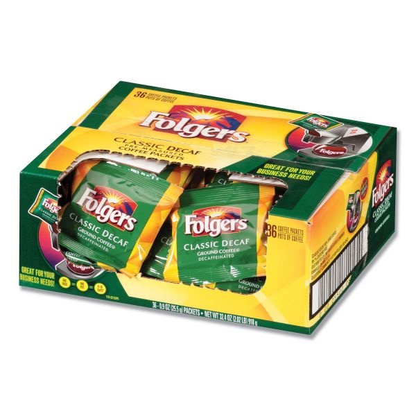 Folgers Coffee, Classic Roast, Decaf, Each Packet Makes 8 Cups, 36/Carton