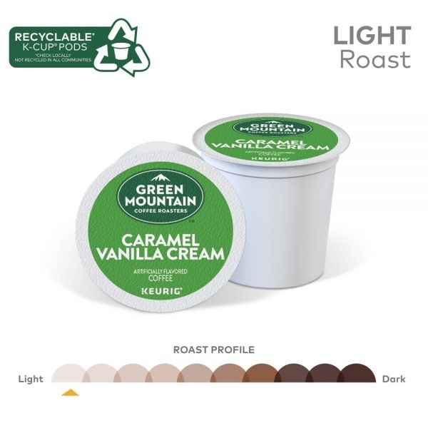 Green Mountain Coffee Caramel Vanilla Cream Coffee K-Cups, Light Roast, 96/Carton